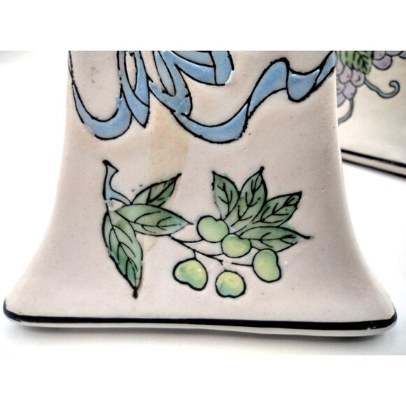 Taper Candle Holders Chinoiserie Hand Painted Vintage Floral Pastel Pair 8.3 In - Picture 13 of 13